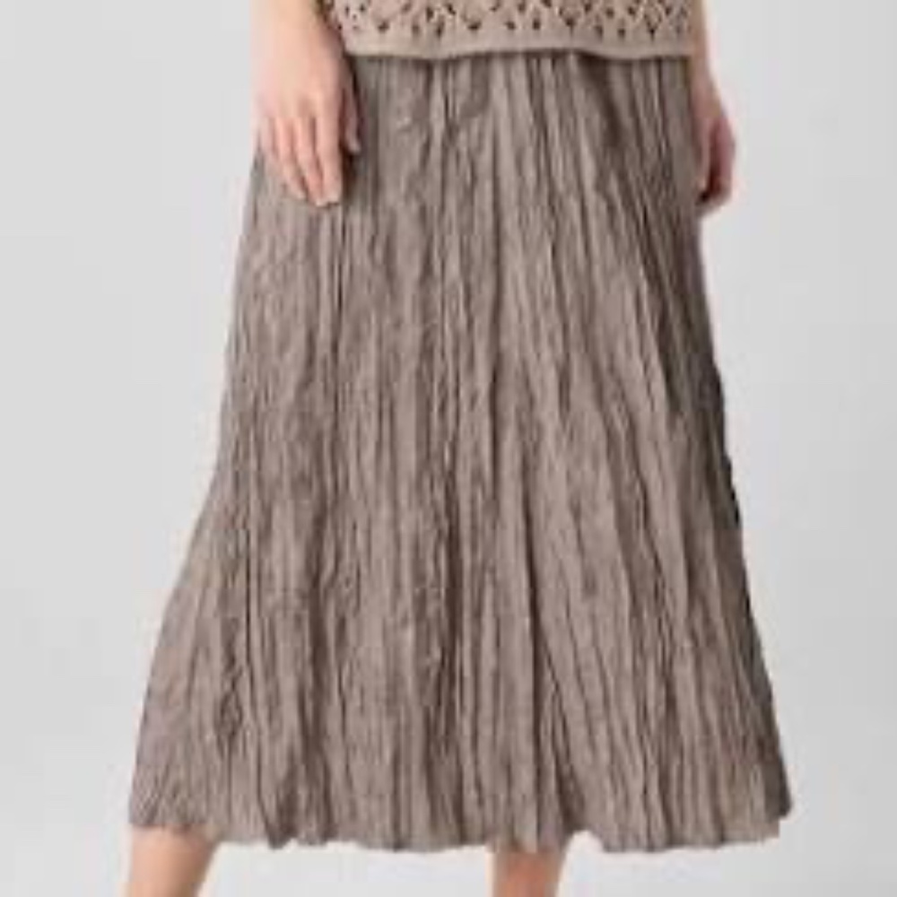 Eileen Fisher Crushed Silk Flared Skirt Cocoa. New with tags. - Picture 9 of 9